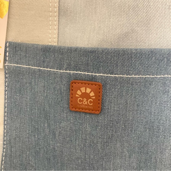 C & C California Denim Patchwork Tote with Pocket - Picture 10 of 11
